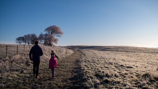 Visitors on a frosty morning walk at the Felbrigg Estate